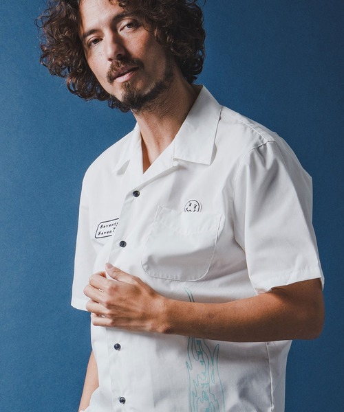 seventy seven(セブンティセブン)の「mhs2492-open collar S-S shirt (26S) 半袖シャツ(7726S330)(シャツ/ブラウス・メンズ・ベージュ/ホワイト/ブラック・XL/L/M/S)」の5枚目の写真