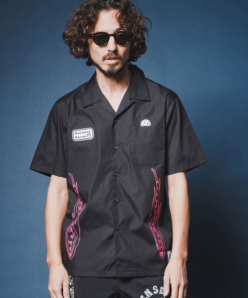seventy seven(セブンティセブン)の「mhs2492-open collar S-S shirt (26S) 半袖シャツ(7726S330)(シャツ/ブラウス・メンズ・ベージュ/ホワイト/ブラック・XL/L/M/S)」の9枚目の写真