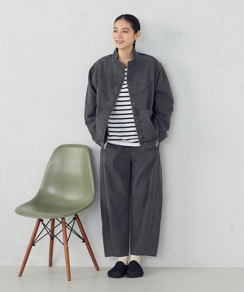 ONIGIRI（オニギリ）の「ハンドステッチ風 ボーダーロンT（Tシャツ/カットソー・レディース・ネイビー/アイボリー・FREE）」の7枚目の写真