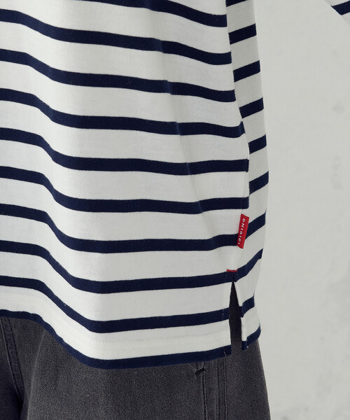 ONIGIRI（オニギリ）の「ハンドステッチ風 ボーダーロンT（Tシャツ/カットソー・レディース・ネイビー/アイボリー・FREE）」の18枚目の写真