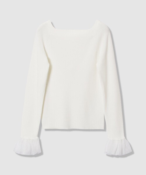 allureville（アルアバイル）の「２WAYネックフリルカフプルオーバー（ニット/セーター・レディース・ブルー/オフホワイト/ブラック・2）」の4枚目の写真