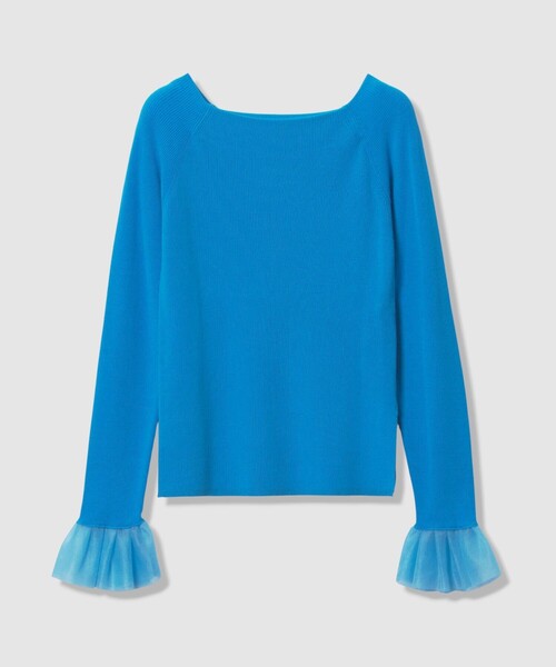 allureville（アルアバイル）の「２WAYネックフリルカフプルオーバー（ニット/セーター・レディース・ブルー/オフホワイト/ブラック・2）」の12枚目の写真