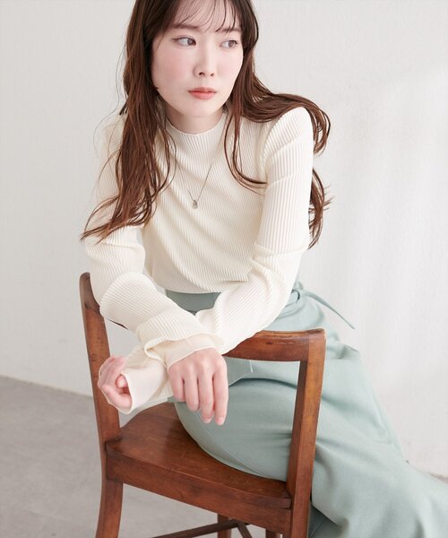 natural couture（ナチュラルクチュール）の「袖口シアープリーツTOPS（Tシャツ/カットソー・レディース・ピンク/オフホワイト/チャコールグレー/ミント/ラベンダー・FREE）」の10枚目の写真