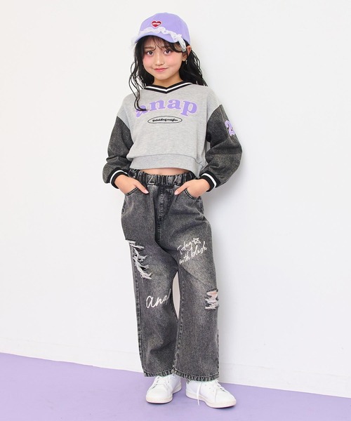 ANAP kids（アナップキッズ）の「メッセージロゴクラッシュデニムワイドパンツ（その他パンツ・キッズ・ブラック/ブルー・130/120/110）」の9枚目の写真