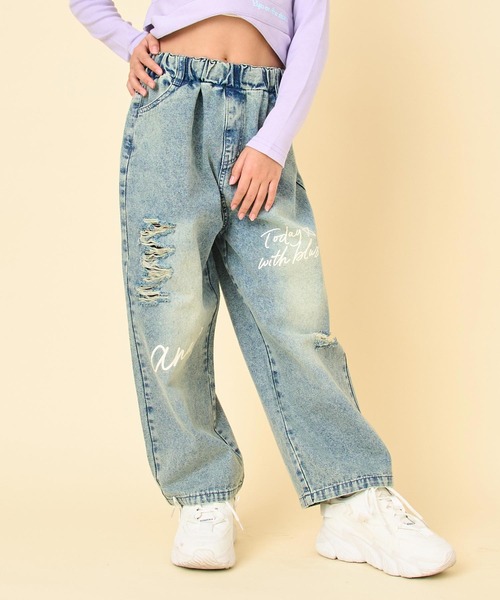 ANAP kids（アナップキッズ）の「メッセージロゴクラッシュデニムワイドパンツ（その他パンツ・キッズ・ブラック/ブルー・130/120/110）」の13枚目の写真