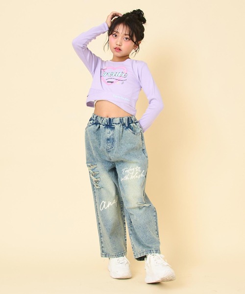 ANAP kids（アナップキッズ）の「メッセージロゴクラッシュデニムワイドパンツ（その他パンツ・キッズ・ブラック/ブルー・130/120/110）」の21枚目の写真