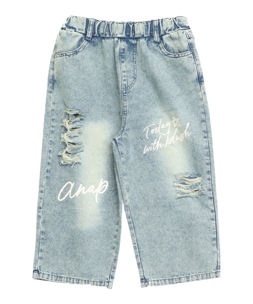 ANAP kids（アナップキッズ）の「メッセージロゴクラッシュデニムワイドパンツ（その他パンツ・キッズ・ブラック/ブルー・130/120/110）」の8枚目の写真