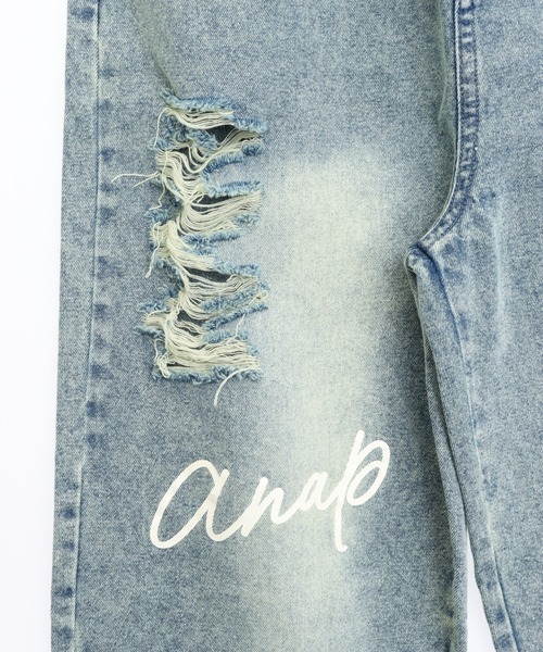 ANAP kids（アナップキッズ）の「メッセージロゴクラッシュデニムワイドパンツ（その他パンツ・キッズ・ブラック/ブルー・130/120/110）」の4枚目の写真
