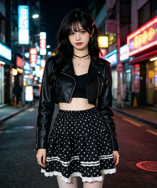 gossip!ロサンゼルス(ゴシップロサンゼルス)の「「春夏新作」ドット レース切り替えゴムウエス ティアード ミニスカート「韓国ファッションガーリー定番」(スカート・レディース・ドット・M)」の13枚目の写真