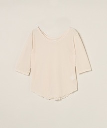 シアーベロア ダブルオープンネック Tシャツ