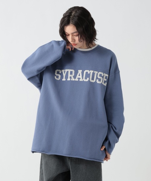 GEORGE'S(ジョージズ)の「加工裏毛フットボールロンT(Tシャツ/カットソー・メンズ・スミクロ/ブルー・MEDIUM/LARGE)」の1枚目の写真