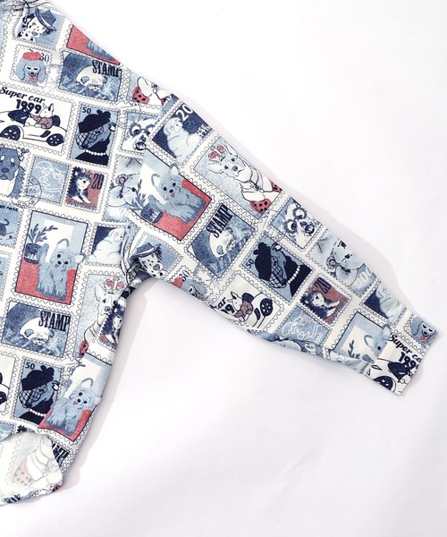 ScoLar(スカラー)の「161605:わんorにゃんスタンプ柄 ワッシャーシャツ(シャツ/ブラウス・レディース・オフホワイト/ブルー・M)」の13枚目の写真