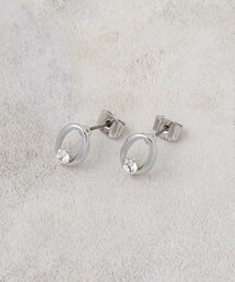 オーバルメタル×ビジューミニピアス