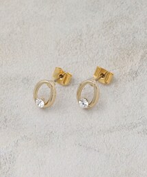 オーバルメタル×ビジューミニピアス