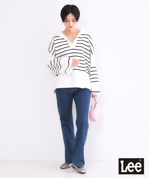 OPAQUE.CLIP（オペークドットクリップ）の「【Lee別注】フレアデニムパンツ【洗濯機OK】（デニムパンツ・レディース・ネイビー/ブルー系その他・03/02）」の4枚目の写真