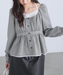 FREE'S MART | ◆レイヤード風ギンガムチェックペプラムブラウス(シャツ/ブラウス)