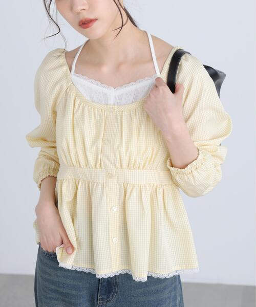 FREE'S MART（フリーズマート）の「◆レイヤード風ギンガムチェックペプラムブラウス（シャツ/ブラウス・レディース・ブラック系その他/イエロー系その他/ブルー系その他・FREE）」の3枚目の写真