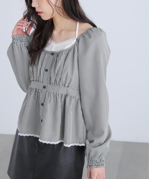 FREE'S MART（フリーズマート）の「◆レイヤード風ギンガムチェックペプラムブラウス（シャツ/ブラウス・レディース・ブラック系その他/イエロー系その他/ブルー系その他・FREE）」の17枚目の写真