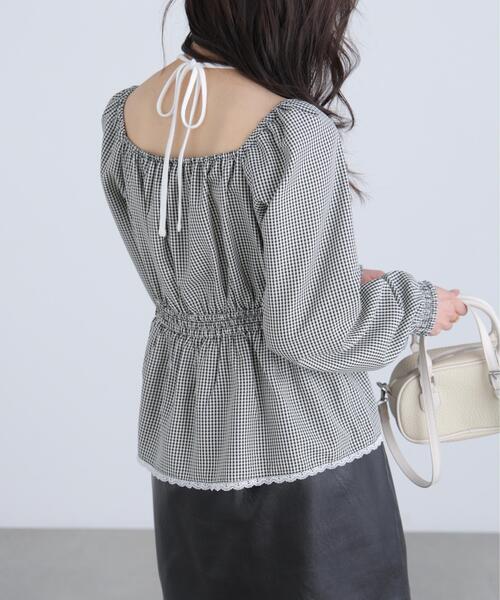 FREE'S MART（フリーズマート）の「◆レイヤード風ギンガムチェックペプラムブラウス（シャツ/ブラウス・レディース・ブラック系その他/イエロー系その他/ブルー系その他・FREE）」の18枚目の写真