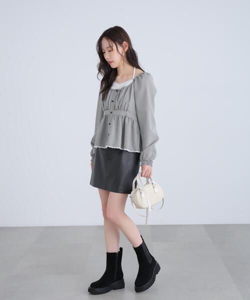 FREE'S MART（フリーズマート）の「◆レイヤード風ギンガムチェックペプラムブラウス（シャツ/ブラウス・レディース・ブラック系その他/イエロー系その他/ブルー系その他・FREE）」の22枚目の写真