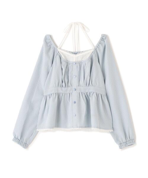 FREE'S MART（フリーズマート）の「◆レイヤード風ギンガムチェックペプラムブラウス（シャツ/ブラウス・レディース・ブラック系その他/イエロー系その他/ブルー系その他・FREE）」の6枚目の写真