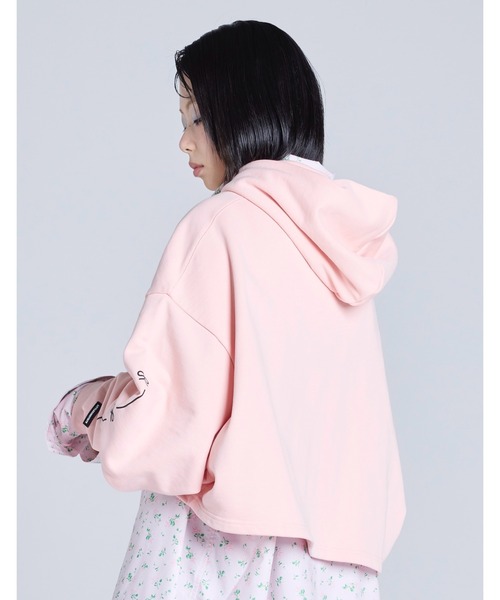 Little sunny bite(リトルサニーバイト)の「【RES】【Little sunny bite】short ribbon sweat hoodie(パーカー・レディース・ピンク/ブラック/ホワイト・MEDIUM/SMALL)」の13枚目の写真