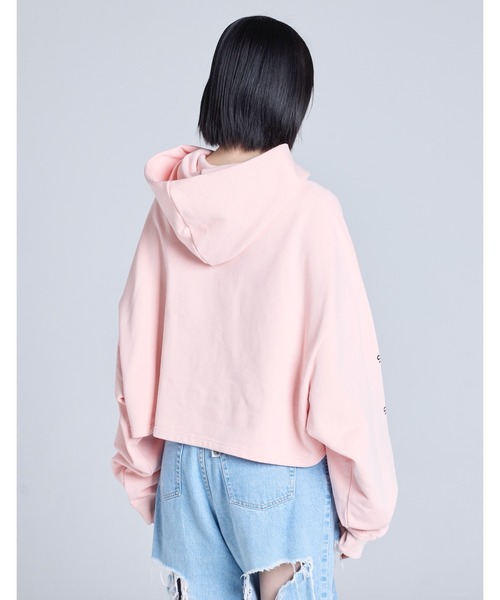 Little sunny bite(リトルサニーバイト)の「【RES】【Little sunny bite】short ribbon sweat hoodie(パーカー・レディース・ピンク/ブラック/ホワイト・MEDIUM/SMALL)」の14枚目の写真