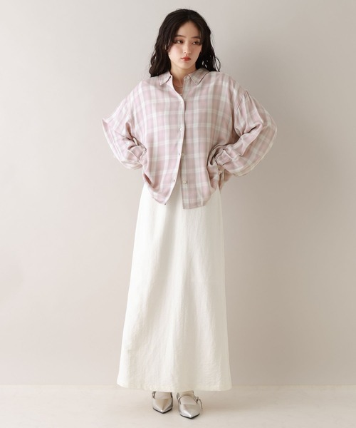 RAGEBLUE(レイジブルー)の「ルーズオンブレチェックシャツ(シャツ/ブラウス・レディース・ブラック/ピンク・FREE)」の5枚目の写真