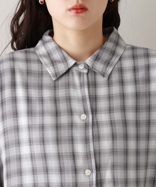 RAGEBLUE(レイジブルー)の「ルーズオンブレチェックシャツ(シャツ/ブラウス・レディース・ブラック/ピンク・FREE)」の11枚目の写真