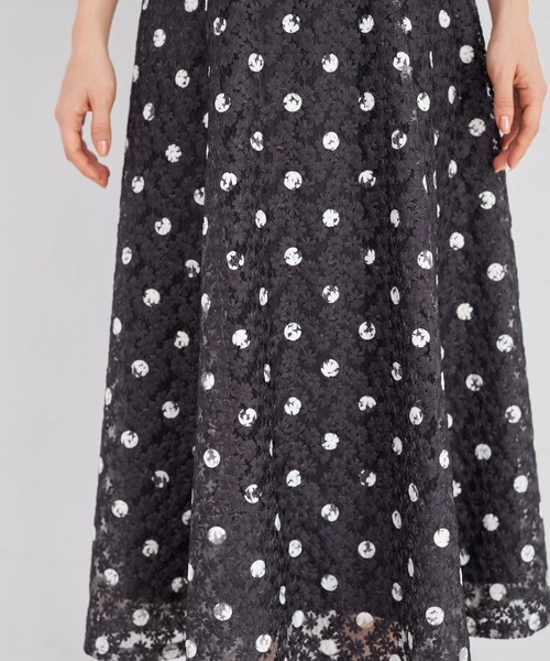 tocco closet（トッコ　クローゼット）の「フラワーレースドットプリントフレアスカート（スカート・レディース・ブラック/オフホワイト・M）」の20枚目の写真