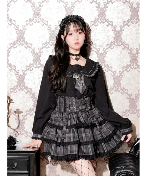 NOEMIE(ノエミー)の「チェックフリルミニネクタイセーラーブラウス(シャツ/ブラウス・レディース・ブラック/オフホワイト/ネイビー/レッド・M)」の3枚目の写真