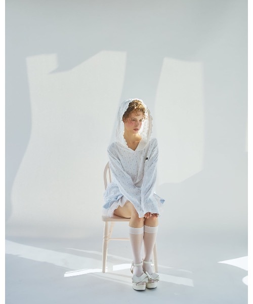 lilLilly（リルリリー）の「2wayレースフードワンピース（Tシャツ/カットソー・レディース・ピンク/ホワイト・FREE）」の5枚目の写真