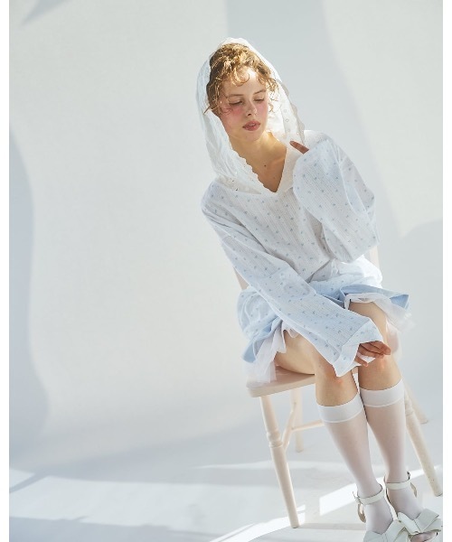 lilLilly（リルリリー）の「2wayレースフードワンピース（Tシャツ/カットソー・レディース・ピンク/ホワイト・FREE）」の6枚目の写真