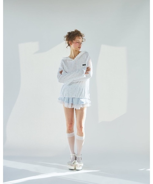 lilLilly（リルリリー）の「2wayレースフードワンピース（Tシャツ/カットソー・レディース・ピンク/ホワイト・FREE）」の7枚目の写真