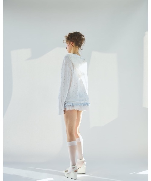 lilLilly（リルリリー）の「2wayレースフードワンピース（Tシャツ/カットソー・レディース・ピンク/ホワイト・FREE）」の8枚目の写真