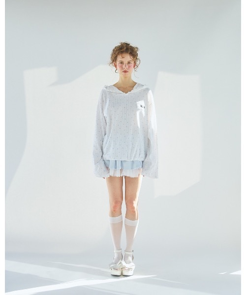 lilLilly（リルリリー）の「2wayレースフードワンピース（Tシャツ/カットソー・レディース・ピンク/ホワイト・FREE）」の10枚目の写真