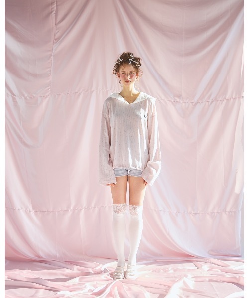 lilLilly（リルリリー）の「2wayレースフードワンピース（Tシャツ/カットソー・レディース・ピンク/ホワイト・FREE）」の11枚目の写真