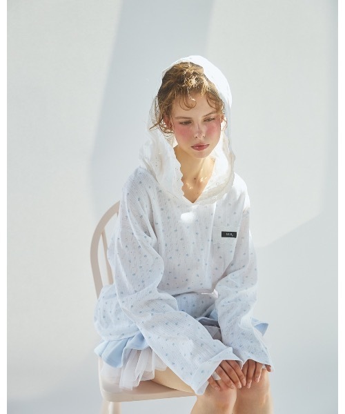 lilLilly（リルリリー）の「2wayレースフードワンピース（Tシャツ/カットソー・レディース・ピンク/ホワイト・FREE）」の12枚目の写真