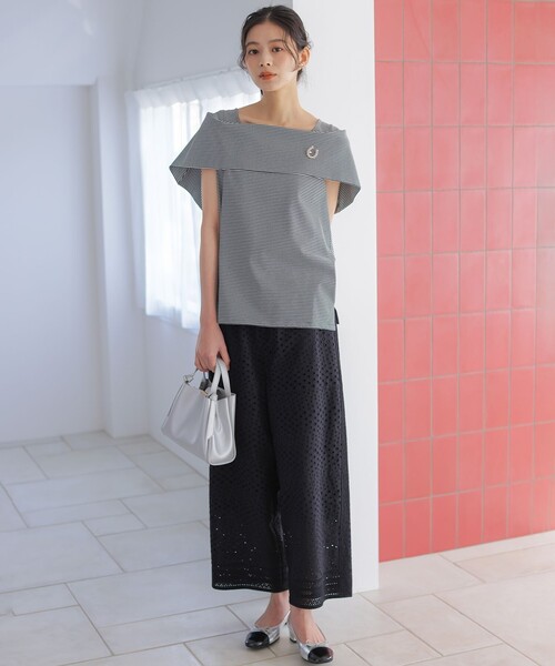 組曲(クミキョク)の「GIZAコットンオフショルダー カットソー(Tシャツ/カットソー・レディース・ネイビー系/ネイビー系2/アイボリー系/レッド系2・S2)」の10枚目の写真