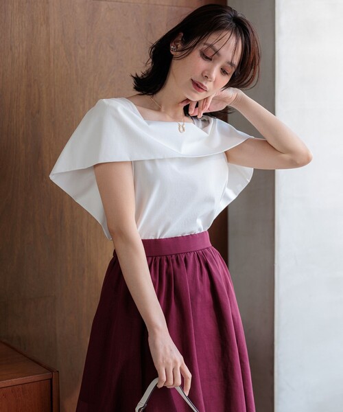 組曲(クミキョク)の「GIZAコットンオフショルダー カットソー(Tシャツ/カットソー・レディース・ネイビー系/ネイビー系2/アイボリー系/レッド系2・S2)」の19枚目の写真
