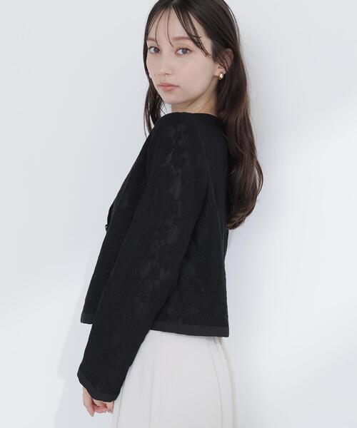 NATURAL BEAUTY BASIC(ナチュラルビューティーベーシック)の「◇レースブルゾン(ブルゾン・レディース・ブラック/オフホワイト・MEDIUM/SMALL)」の4枚目の写真