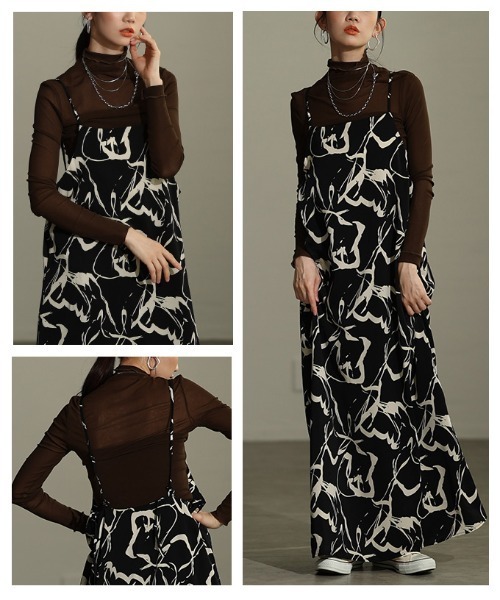 Sawa a la mode(サワアラモード)の「キャミソールフレアワンピース(ワンピース・レディース・ブラック×ホワイト/ブラック・FREE)」の18枚目の写真