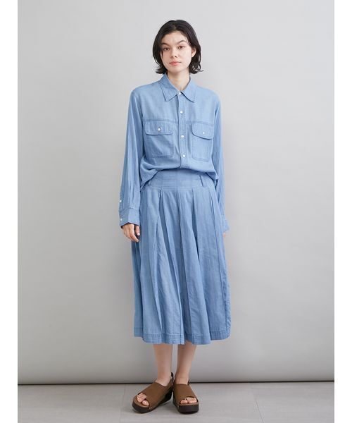 Mila Owen(ミラオーウェン)の「シアーデニムフラップシャツ(シャツ/ブラウス・レディース・グレー/ブルー・F)」の11枚目の写真