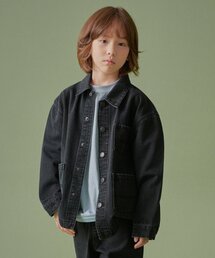 オーバーサイズデニムワークジャケット[ウォッシュドブラック]