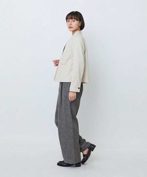 LOISIR(ロワズィール)の「グランジコットンポプリンノーカラージャケット(ノーカラージャケット・レディース・ベージュ/ブラウン・FREE)」の12枚目の写真