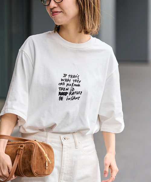 FRAMeWORK(フレームワーク)の「JANE SMITH/ジェーンスミス jay tanju BE INSANE ss tシャツ(Tシャツ/カットソー・レディース・レッド/ホワイト・FREE)」の4枚目の写真