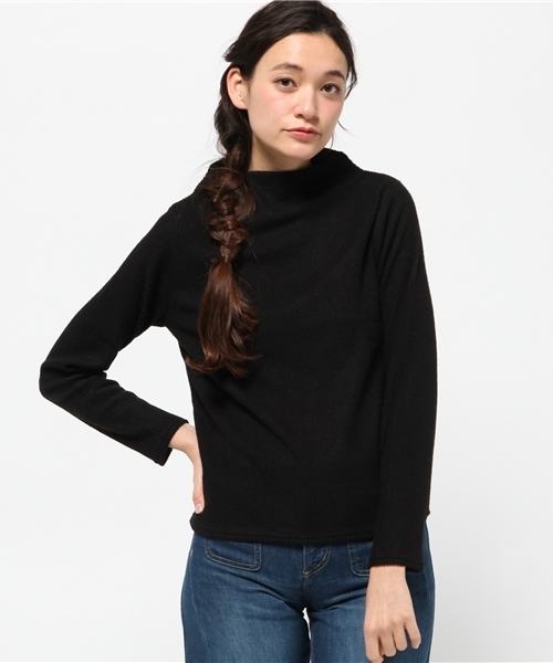 mystic（ミスティック）の「【mystic】テレコボトルネックプルオーバー（ニット/セーター・レディース・オフホワイト/キャメル/ブラック/ピンク/グレー・ﾌﾘ-）」の3枚目の写真