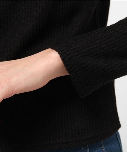 mystic（ミスティック）の「【mystic】テレコボトルネックプルオーバー（ニット/セーター・レディース・オフホワイト/キャメル/ブラック/ピンク/グレー・ﾌﾘ-）」の9枚目の写真