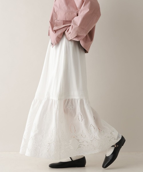 RAGEBLUE（レイジブルー）の「切り替えコットンレースフレアスカート（スカート・レディース・ホワイト・FREE）」の5枚目の写真