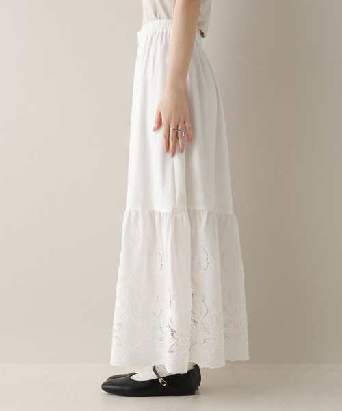 RAGEBLUE（レイジブルー）の「切り替えコットンレースフレアスカート（スカート・レディース・ホワイト・FREE）」の6枚目の写真